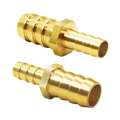 Joywayus 3 8 to 1 2 Barb Fitting Reducer Hose Barb Splicer Hex Union Brass Fitting Water Fuel Air (Pack of 2)