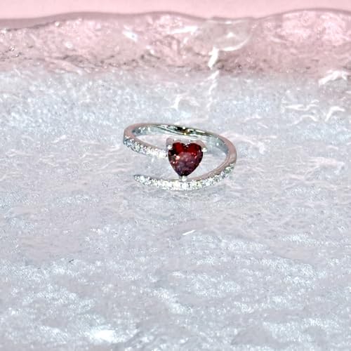 Kokoma Love Heart Ring for Women Shiny Heart Shaped Cubic Zirconia Ring Adjustable Open Band Wrap Finger Rings Eternity Promise Engagement Fashion Jewelry3