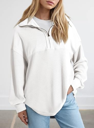 Image of SHEWIN Women Fall Sweatshirt Casual Half Zip Pullover Fall Top 2026 Clothes