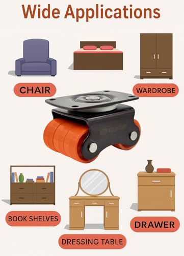 Image of 4pcs Revolving Caster Wheel 360KG Load Capacity | Roller Sixer Castor Wheels Size: 30mm | 360 Degrees Rotating Heavy Duty for Trolley, Furniture, Table, Sofa, Bed Etc - Pack of 4pcs