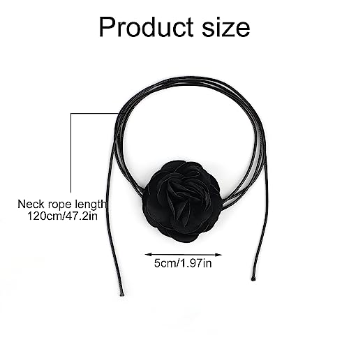 Elegante Blumen Choker Halskette - Gothic Stoff Halsband für Frauen und Mädchen - Hochzeit, Party, Geburtstag, Weihnachten (Schwarz)