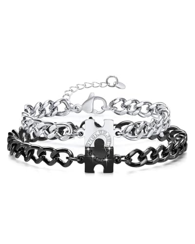 2 Piezas Pulsera Pareja, Pulsera Pareja, Pulsera Puzzle Diamantes, Pulsera Amor...