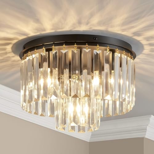 Lámpara de techo de cristal Shrine de estilo moderno negro de 30cm