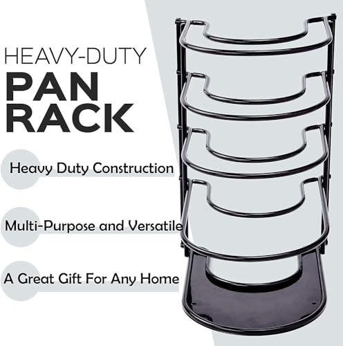 Image of Craft Expertise 5-Tier Black Iron Pan Pot Rack Holder - Large Kitchen Organizer for Cookware, Multipurpose Countertop Pot and Pan Storage Stand - Heavy-Duty Durable Design (11 x 9 x 9 Inches)