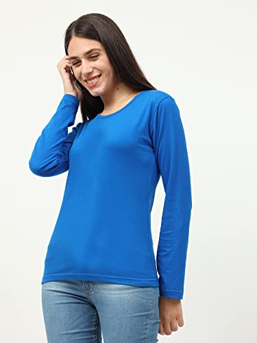 Image of FLEXIMAA Women's Cotton Plain Round Neck Full Sleeve T-Shirt