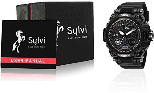 Image of Sylvi Waterproof Analogue-Digital Black Dial Men's Watch MN-1-DG-BLACK
