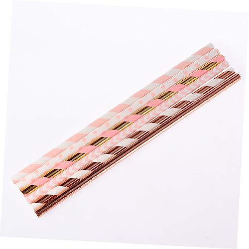 Pitillos biodegradables de papel color oro rosa 150 pcs miniatura 3