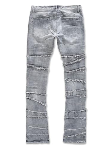 Mens Skinny Jeans Straight Leg Punk Rock Hip Hop Streetwear Frayed Stacked Jeans2