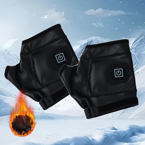 Heated Gloves Fingerless for Women Man Torcarvh Rechargeable Wireless Half Hands Gloves Touchscreen Gloves Heated Winter Hand Warmer Warm Heating Gloves for Work Cycling Skiing Outdoor Snow (L Size)
