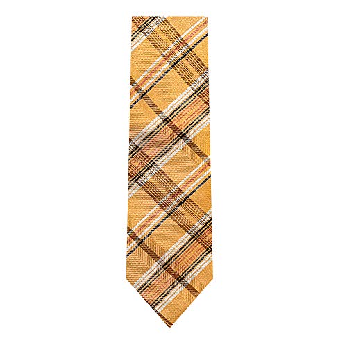 Jacob Alexander Boys' Prep Plaid Pattern Regular Neck Tie - Tangerine