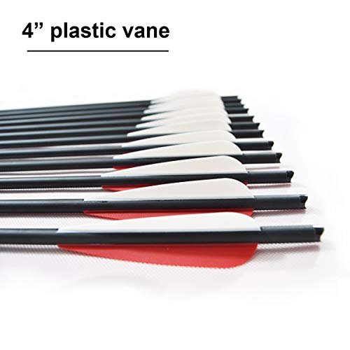 Vkeda 20 Inch Carbon Crossbow Bolts 12 Pack And 12 Pack Hunting Broadheads Kit, Carbon Crossbow Arrows For Hunting And Outdoor Practice (Red) #TOP3