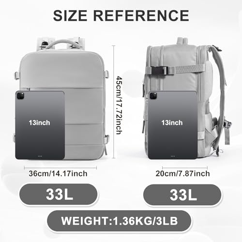 Image of coowoz Large Travel Backpack Carry On for Women Man Gym Backpacks with Laptop Compartment Mochila de Viaje Teacher Personal Item Backpack Rucksack Airplane Accessories Must Haves Grey