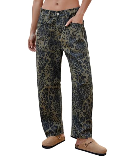 Kedera Women's Barrel Jeans Pants Straight Wide Leg Y2K Denim Pants Baggy Boyfriend Jeans with Pockets