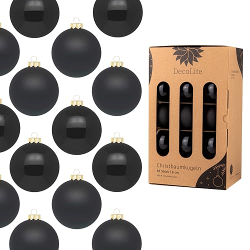 DecoLite: Weihnachtskugeln 6 cm Ø - 30er Set aus Glas inkl....