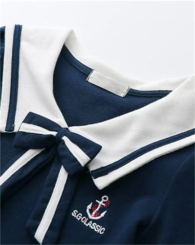 SANGTREE Girls Nautical Sailor Dresses School Uniform Casual Dress, 3-14 Years4