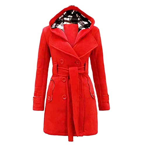 Abrigo de invierno cálido con capucha para mujer chaqueta negra larga