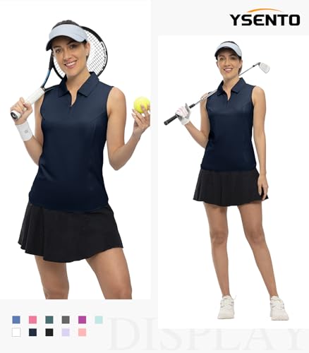 YSENTO Womens Polo Shirts 1/4 Zip Up Sleeveless Golf Tennis Sports Tank Tops UPF 50+ Summer Work Shirts(Navy,M) - Image 5