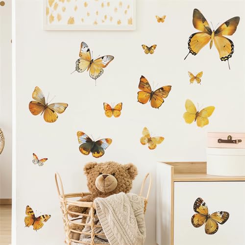 14 Piezas Stickers Vinilo Mariposas Amarillas para Pared miniatura 4