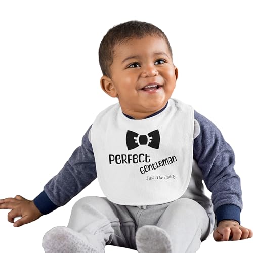 Quipo Perfect Gentleman, Just like Daddy Funny Baby Bib Handmade Baby Bib - Funny Sarcastic Baby Bib