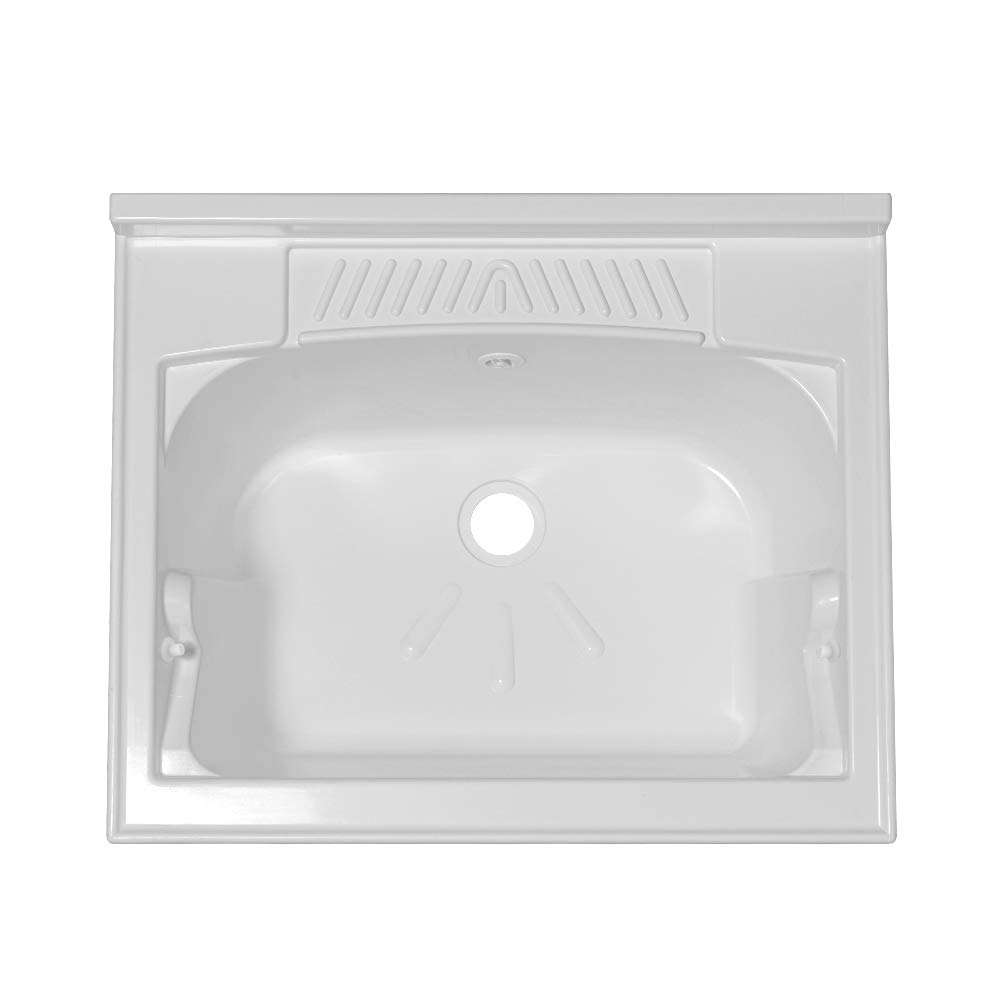 Lavatoio-Lavapanni in Resina, Bianco, 45x50-45x60-50x50-60x50-60x60, Ideale per Installazione su Mobile o Piano da appoggio (60x50)