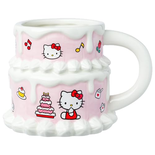 Silver Buffalo Sanrio Hello Kitty Cake Ceramic 3D Sculpted Mug, 20 Ounces