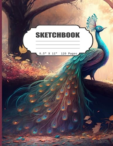 Sketchbook: Peacock Blank Sketch Book for Kids, Adults, Artist Notebook/Journal for Drawing, Writing, Sketching or Doodling, Blank Paper, 120 Blank Pages, 8.5x11 (Blank Drawing Book)