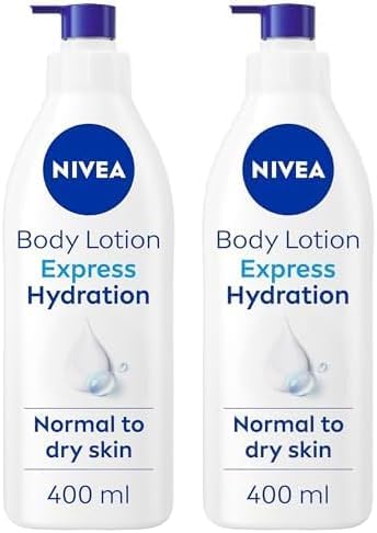 Express Hydration Body Lotion (400ml), Fast Absorbing NIVEA Moisturiser for Dry Skin Made with Deep Moisture Serum and Sea Minerals, Smooth Skin NIVEA Body Lotion (Pack of 2)