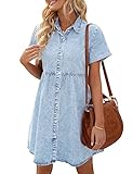 Vetinee Cotton Dress Knee Length Dresses for Women UK Petite Summer Dresses Roadknight Blue Size Small Fits UK Size 8 - UK Size 10