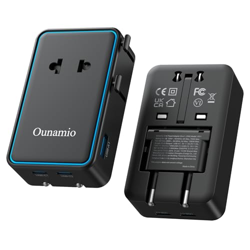 Universal Travel Adapter, 【2026 Ultra-Slim Mini】 PD 25W 4-Port Power Adapter with 1 AC, 1 USB-A, and 2 USB-C Ports, Smart Temperature Control, Compatible for EU/UK/AU/AS, Ideal for Travel...