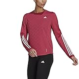 adidas Women's Own The Run 3-Stripes Long Sleeve, Wild Pink, Large