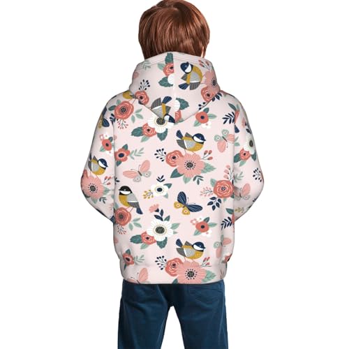 Cute Spring Birds and Flowers Kid Hoodies Boys Sweatshirts Girls Pullover with Pocket4