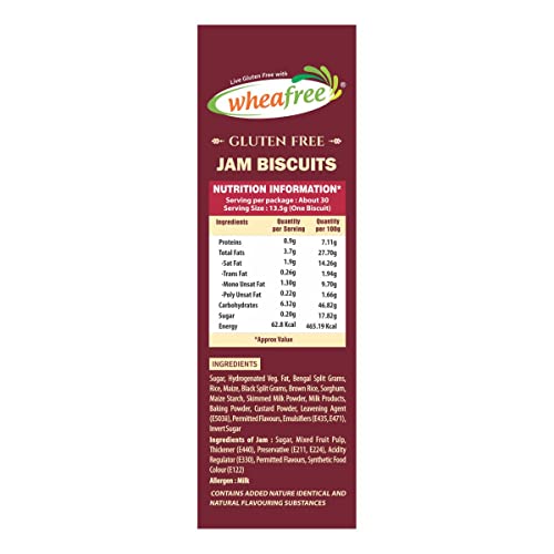 Image of Wheafree Gluten Free Sorghum Sooji (Pack of 2 x 400g Each) & Wheafree Gluten Free Jam Biscuits (400g) | Tasty & Crunchy Jam Biscuits | Best Teatime Snacks | Vegetarian