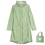 Anyoo Damen Regenjacke Regenmantel Wasserdicht mit Kapuze, Leichter Lange Regenponcho Windbreaker Regenbekleidung