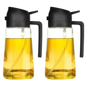 TrendPlain Oliedispenser, oliefles, 2-in-1 dispenser en spray, voor olijfolie, 470 ml, oliespray voor de keuken, barbecue, salades