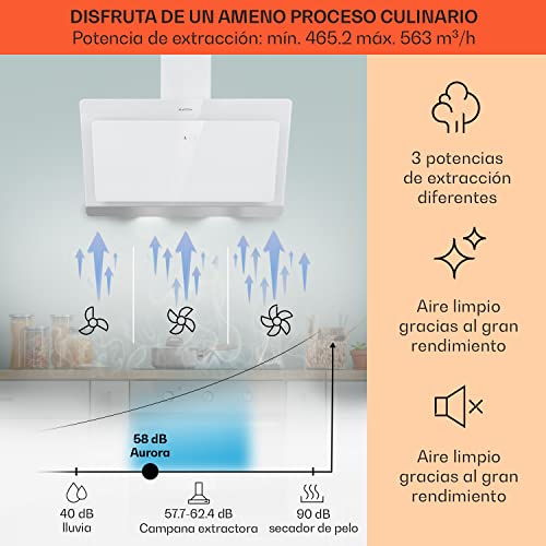 Klarstein-Aurora-Campana-Extractora-90-cm-Extractor-Cocina-con-Ventilador-Campanas-Extractoras-con-Filtro-Carbon-Antigrasa-Flujo-de-Aire-de-563mh-Luces-LED-RGB-Eficiencia-Energetica-Clase-A