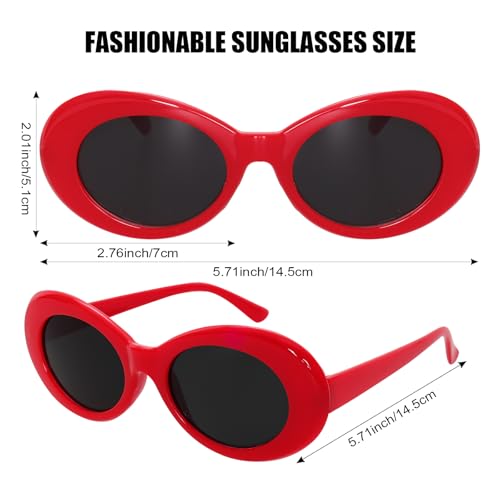 Fumwase Oval Round Thick Sunglasses Retro Goggles Vintage Sunglasses for Women Men2