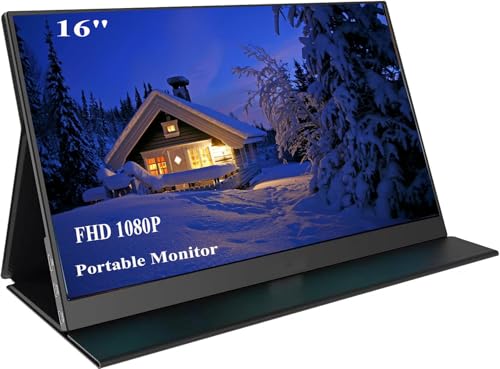 AHXJKA 16 Inch Portable Metal Monitor: 1200P IPS/HDR Laptop Screen Extender for Gaming and Computer Display,Compatible with with Laptop PC Phone PS4/PS5 Switch