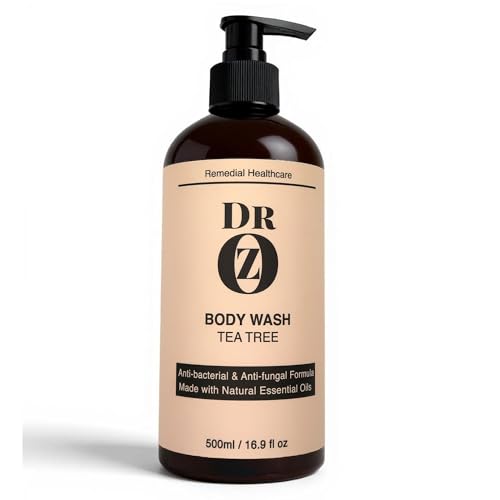 Dr Oz AntiBacterial Antifungal Body Wash with Tea Tree - For Acne Folliculitis Jock itch Athletes foot Body odor and Ringworm. For Healthier Skin. 500ml