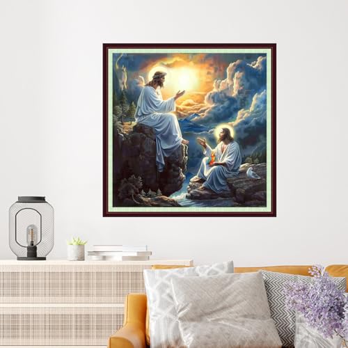Image of Dooxvey Cross Stitch Kits for Adults Beginners,Full Range of Cross-Stitch Stamped Kits Needlepoint Kits for Beginners Embroidery Kits 11CT Cross Stitch Patterns-Jesus' Prayer 18x18 inch