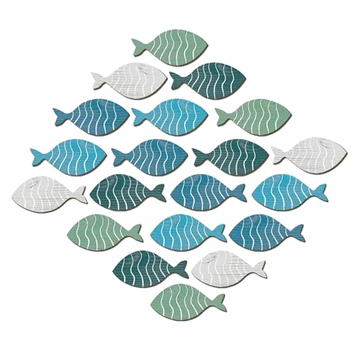 Generico 20 Pezzi Decorazioni Da Parete Con Pesci | Parete In Legno Con Pesci 'oceano | Adesivi Per Piastrelle Per Bagno | Decorazione da parete rustica Adesivi Per Bagno Per Pareti Impermeabili