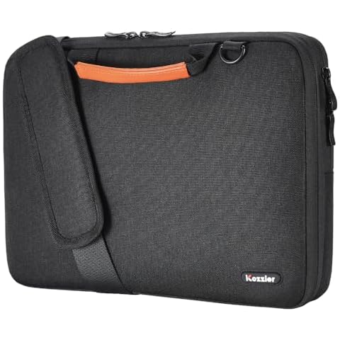 iCozzier 15-15.6 Inch Handle Laptop Briefcase Shoulder Bag Electronic Accessories Organizer Messenger Carrying Case with Shoulder&Luggage Strap -Black Cover