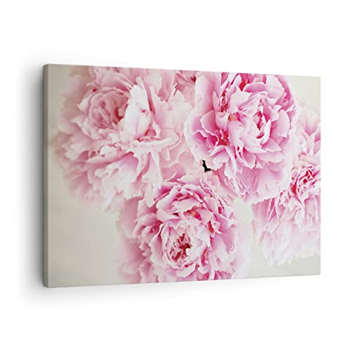 Moderne Impression sur Toile Pivoines Bouquet Fleurs Image Tableau Decoration Murale 70x50cm Deco Cadre Décoration Salon Chambre Cuisine Horizontal Tableaux...