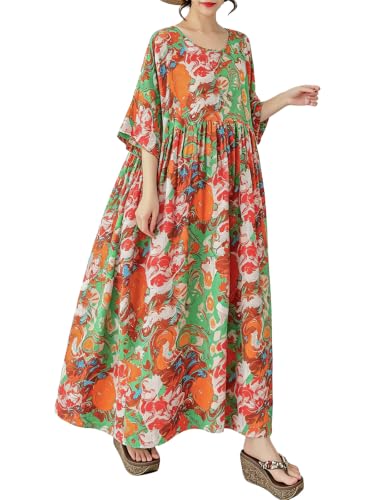 Image of Oversized Dress for Women Flowy Boho Plus Size Dresses Floral Print