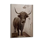 GCHPRINTEU Póster de lienzo único de ganado en la ducha, diseño de casa dulce para decoración de pared, 40 x 60 cm, estilo marco