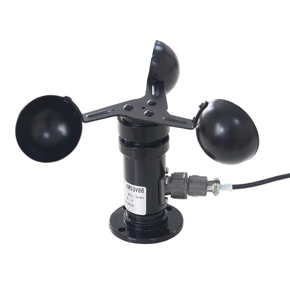 DC 12-24V Three Cup Anemometer 0-30M/S Aluminum Wind Speed Sensor Module IP67 Weather Monitoring Tool with 1M Cable Flange Base (4-20mA)