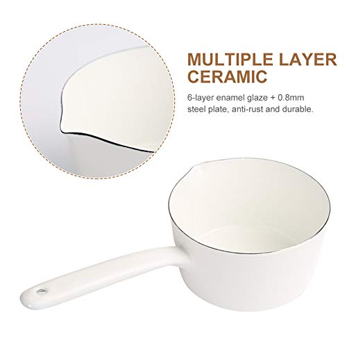1.2L Enamel Milk Pan Mini Saucepan Butter Warmer with Pour Spout Non Stick Enamel Butter Melting Pot Saucepan Chocolate Melting Pot For Induction, Electric And Gas Hobs 3 Gallery Image