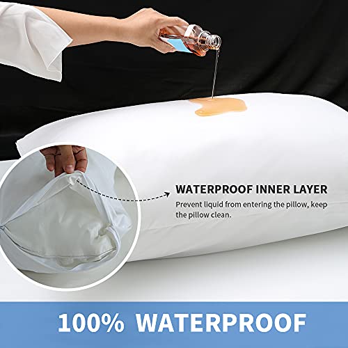 Simple&Opulence Waterproof Pillow Protectors With Zipper Standard Size -Set Of 2-Hypoallergenic Dustproof White Pillow Cover (20”X26”,2 Pack) #TOP4