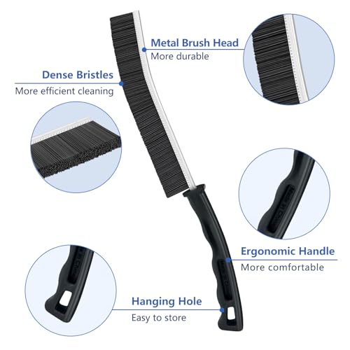 YUNGMAX 3PCS Hard Bristle Crevice Cleaning Brushes, Long Handle Bathroom Tile Grout Cleaner Brush, Narrow Curved Gap Cleaning Tool Scrubs Nooks and Crannies - Image 4
