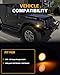 GSOWO Front Fender LED Side Marker Lights for 2007-2019 J-e-e-p Wrangler JK, Full-lamp [Super-Bright] Amber LED Side Bumper Marker Lamps, Smoked Lens Side Markers Turn Signal Lights, 2 PCS