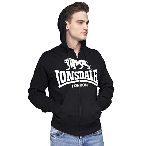 Lonsdale Mens Zip Hoody Krafty, Color:black;Größe:L